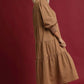 TIERED MIDI MOCHA DRESS