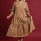 TIERED MIDI MOCHA DRESS