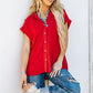 RED COLLAR BUTTON UP
