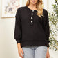 BUTTON NECK BLACK SWEATER