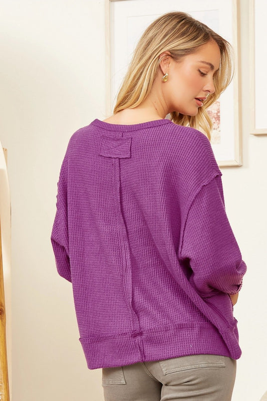 THERMAL MAGENTA LS SWEATER