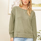 RIBBED OLIVE LS TOP