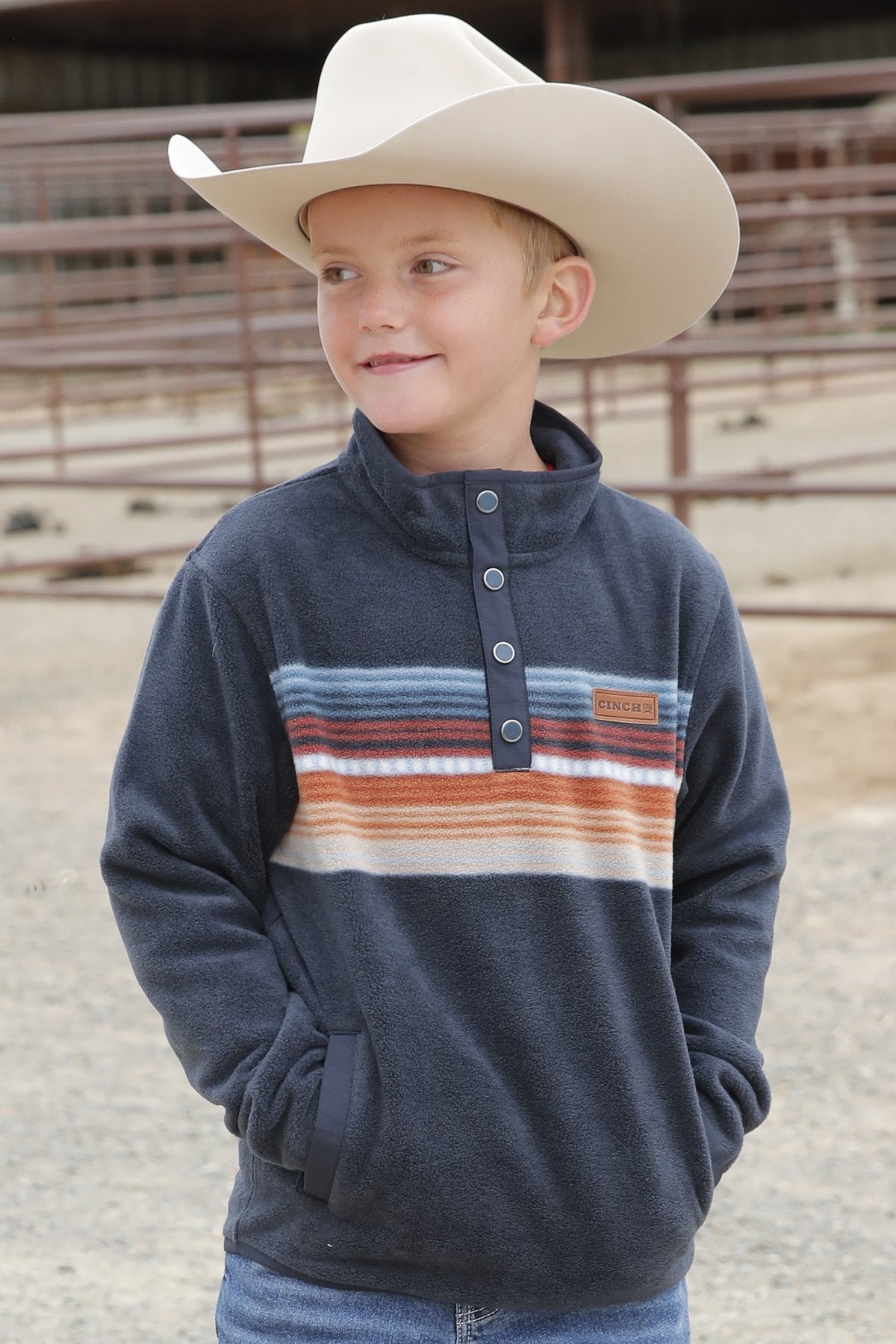 CINCH BOY NAVY SERAPE FLEECE PULLOVER