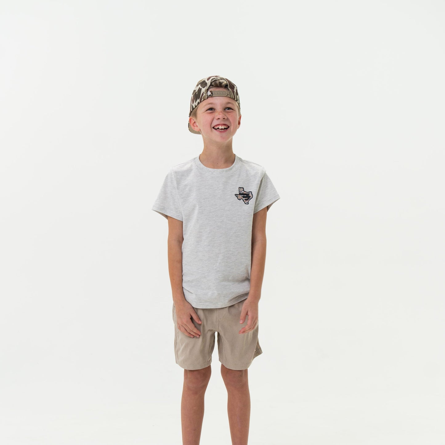 YOUTH TEE TX CAMO FLYING B - GREY