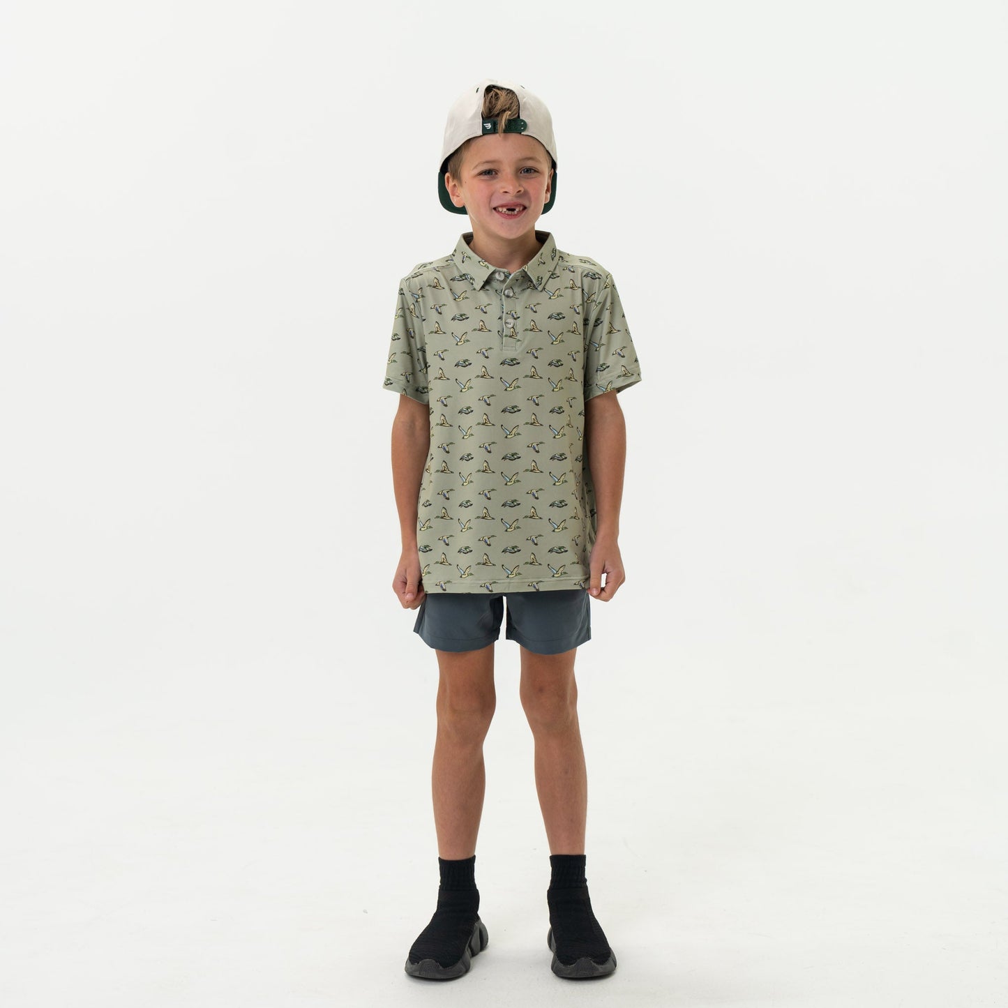 YOUTH POLO FLYING DUCKS-GREEN