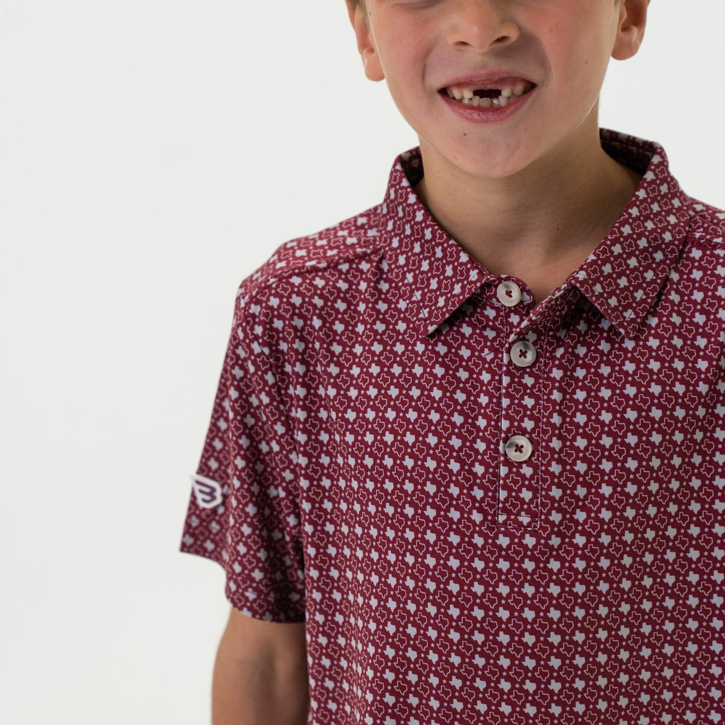 YOUTH POLO MAROON & GREY TX