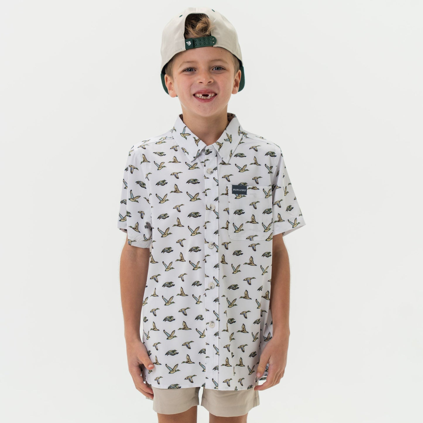 YOUTH PERFORMANCE FLY DUCK BUTTON UP