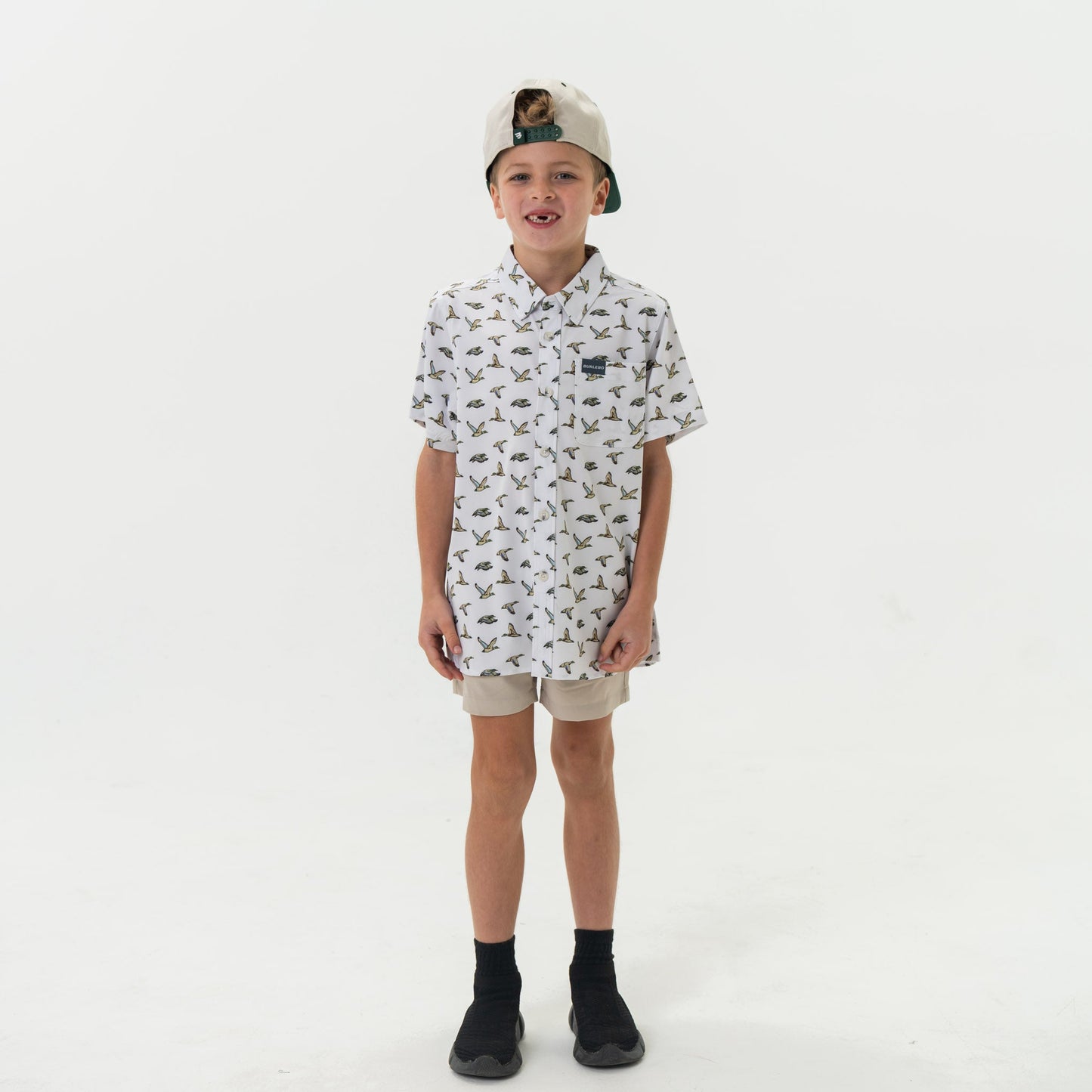 YOUTH PERFORMANCE FLY DUCK BUTTON UP