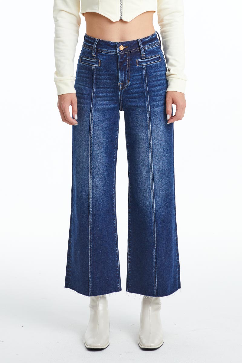 HR WIDE LEG DARK JEAN