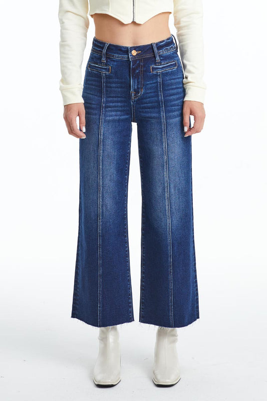 HR WIDE LEG DARK JEAN