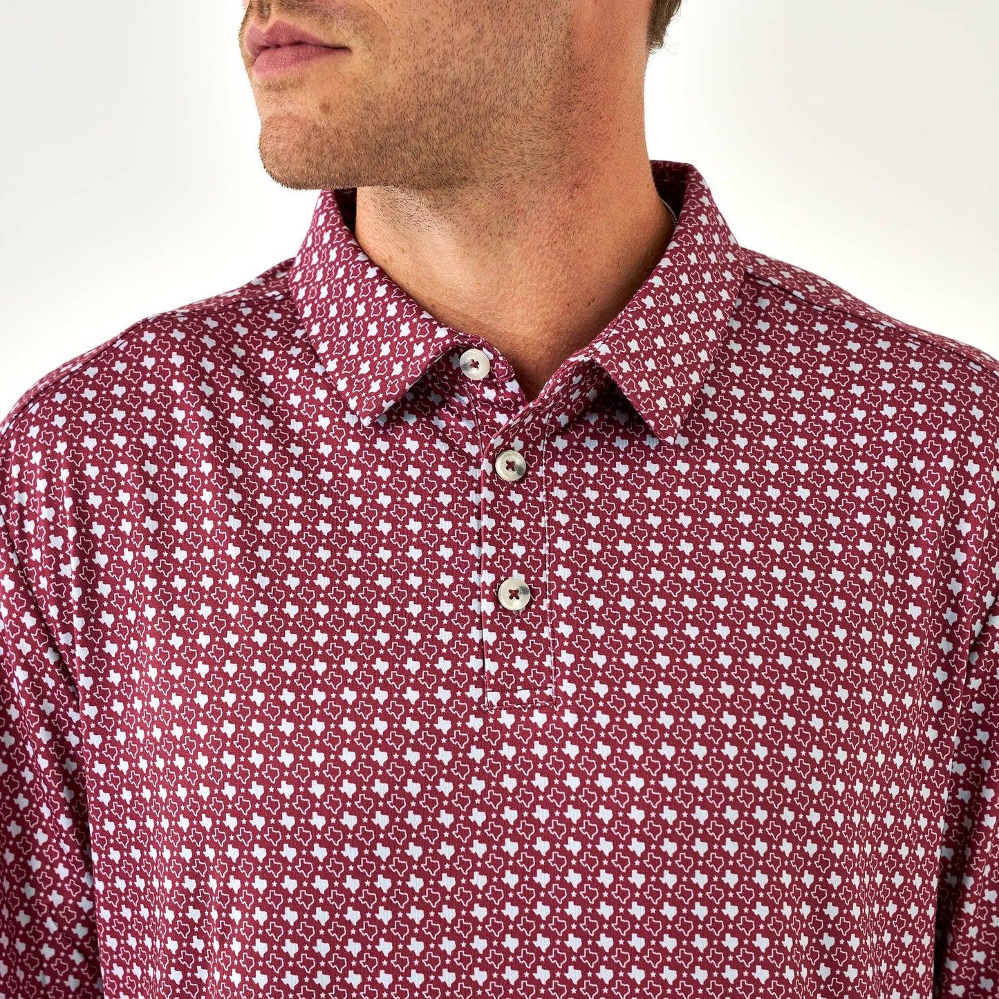 PERFORMANCE POLO TEXAS MAROON & GREY