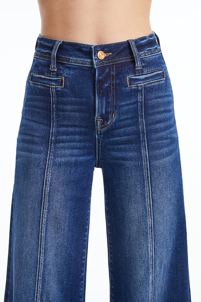 HR WIDE LEG DARK JEAN