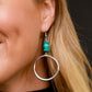 3" Silver Hoop Earring with Turquoise beaded Accent on Fishhook
