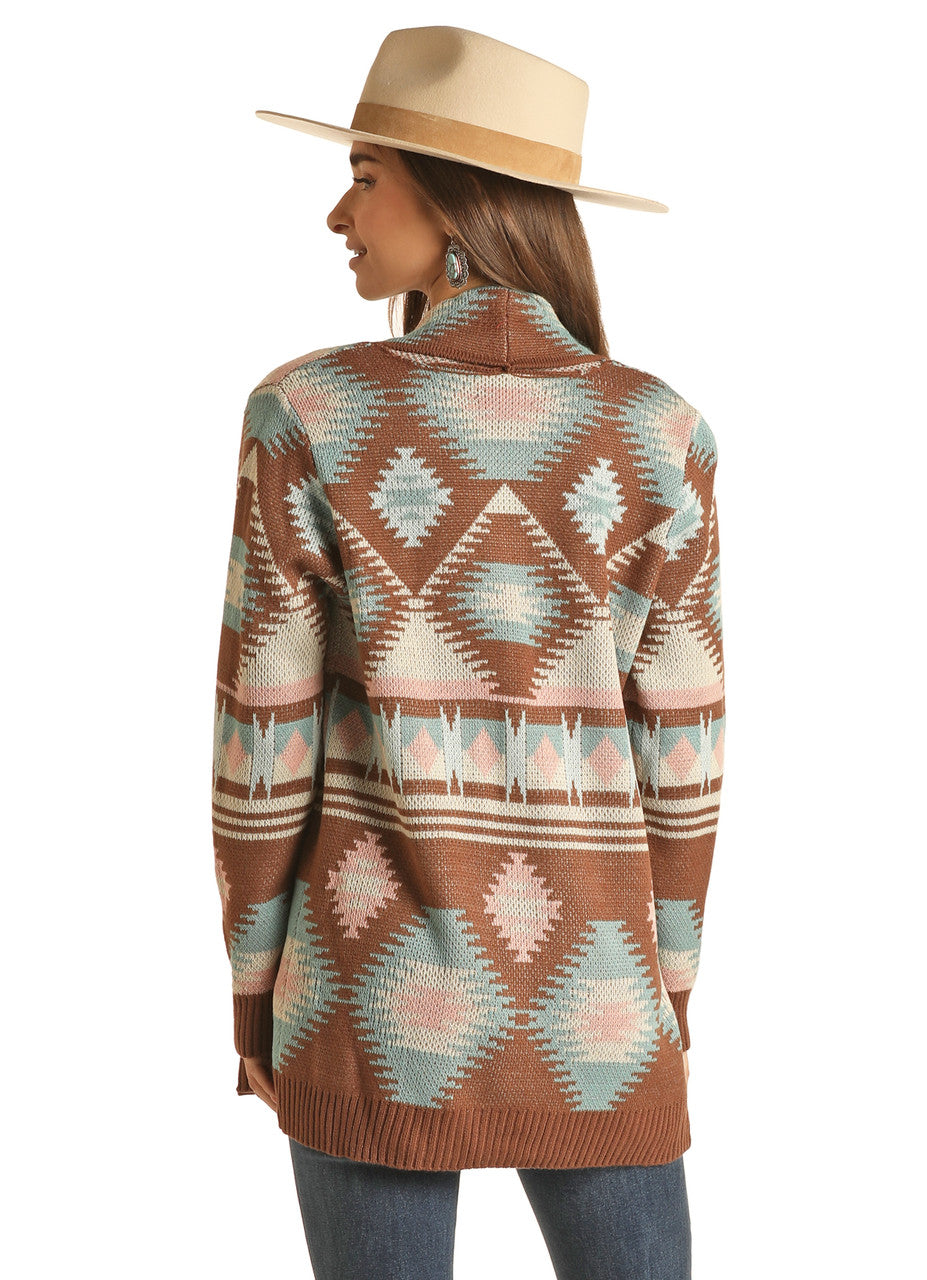 R&R Wmns Aztec Brn Cardigan