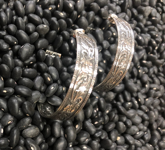 Stamped Oxidized Hoops