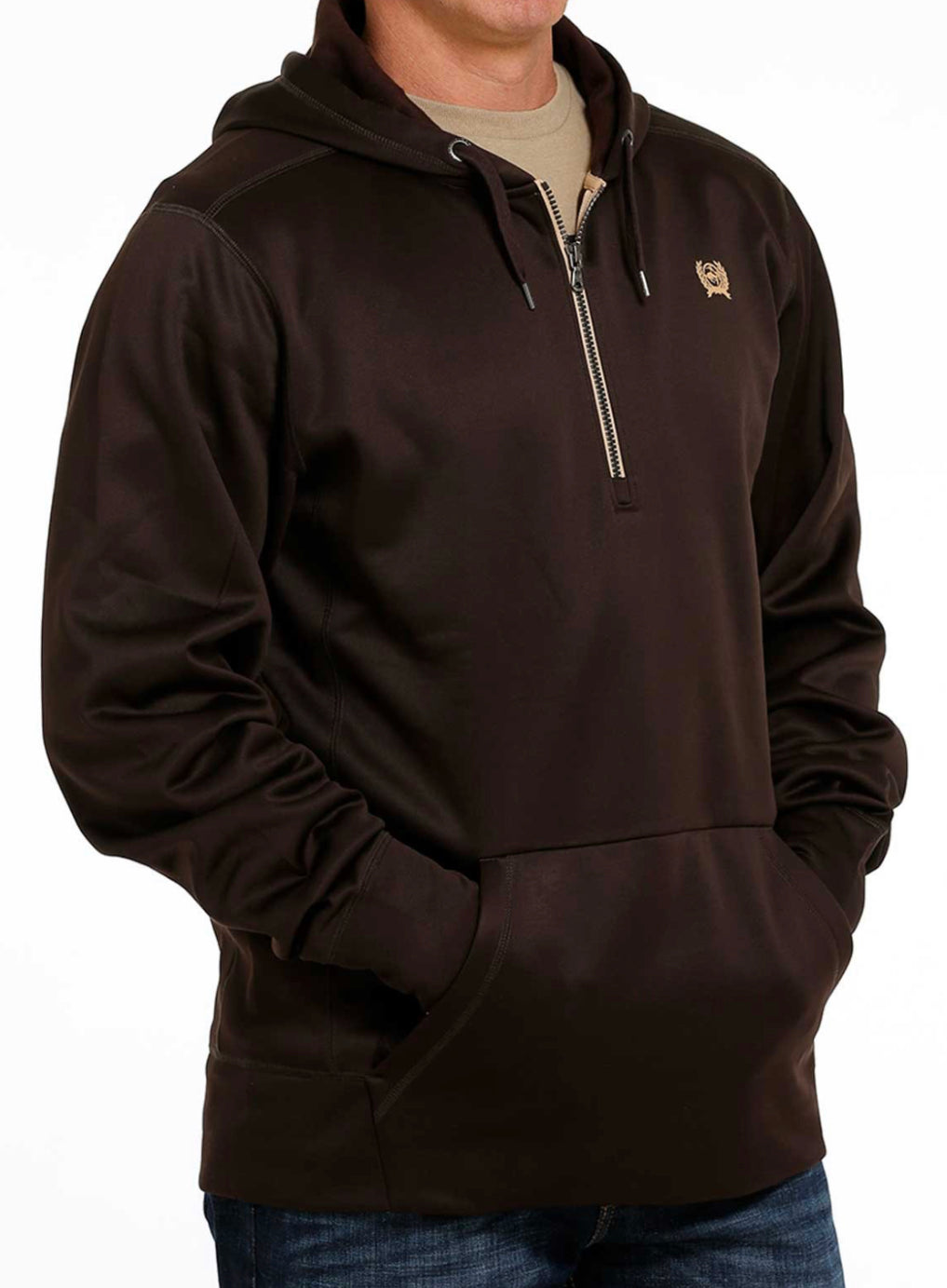 Cinch Mns Brown 1/4 Hoodie