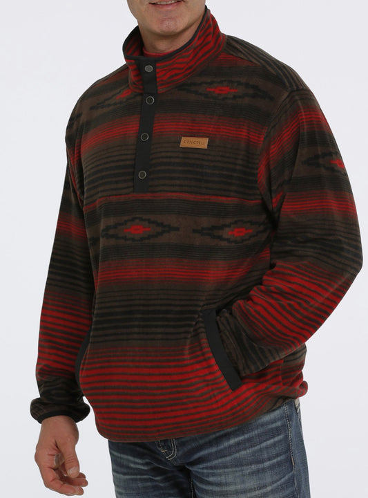 Cinch Mns Red Aztec Fleece