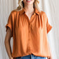 Amber Silk Button Down Top