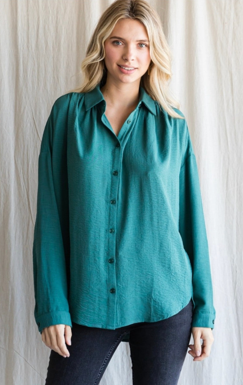 Classic Teal Button Down LS