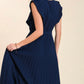 Solid Pleated Navy Dress