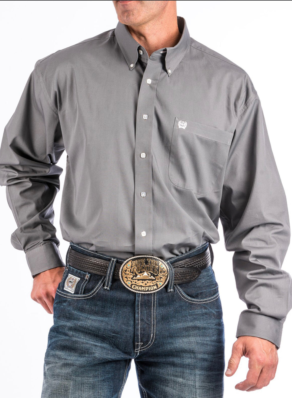 Cinch Mns Solid Grey Shirt