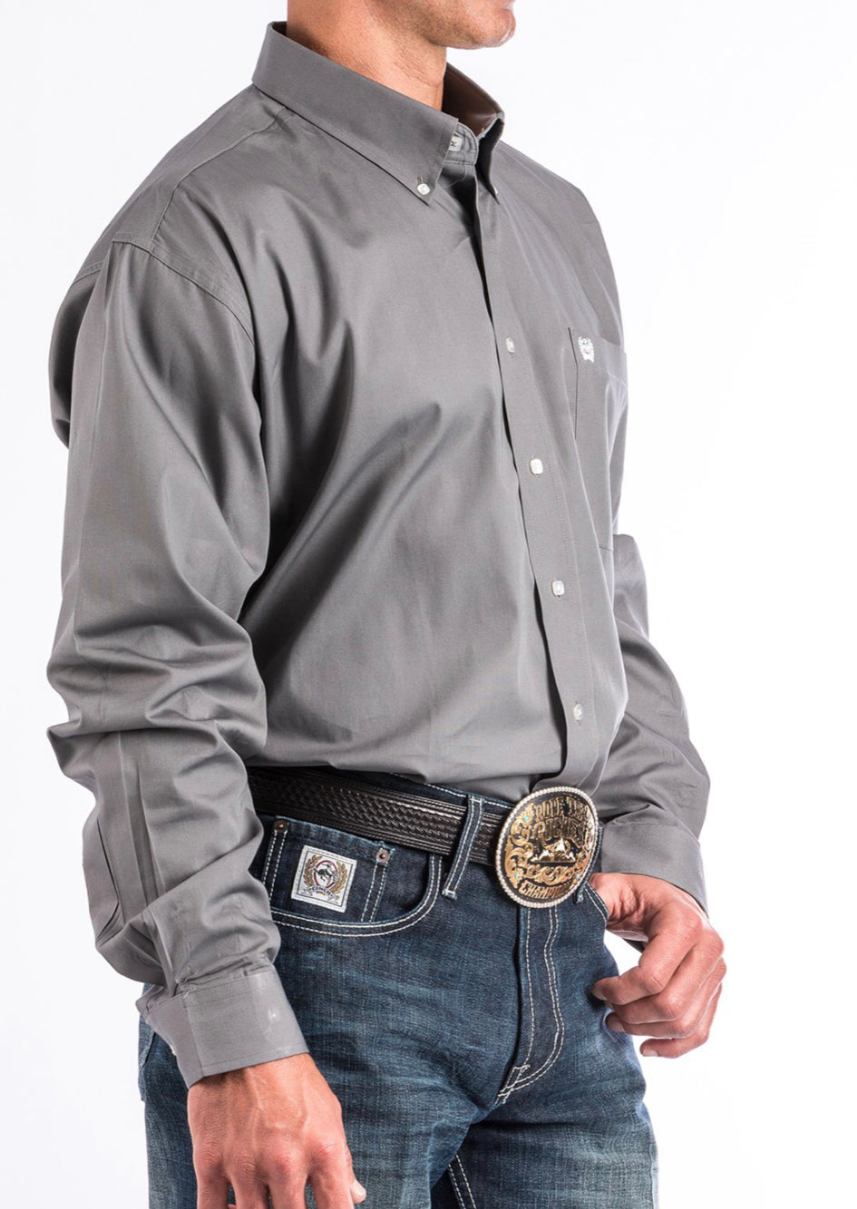 Cinch Mns Solid Grey Shirt