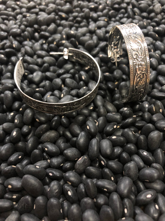 Stamped Oxidized Hoops