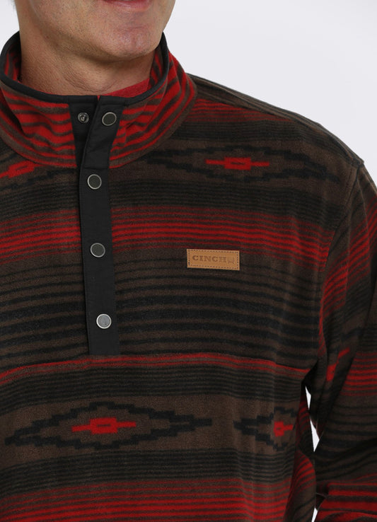 Cinch Mns Red Aztec Fleece