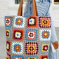 Woven Tan&Multi Crochet Tote