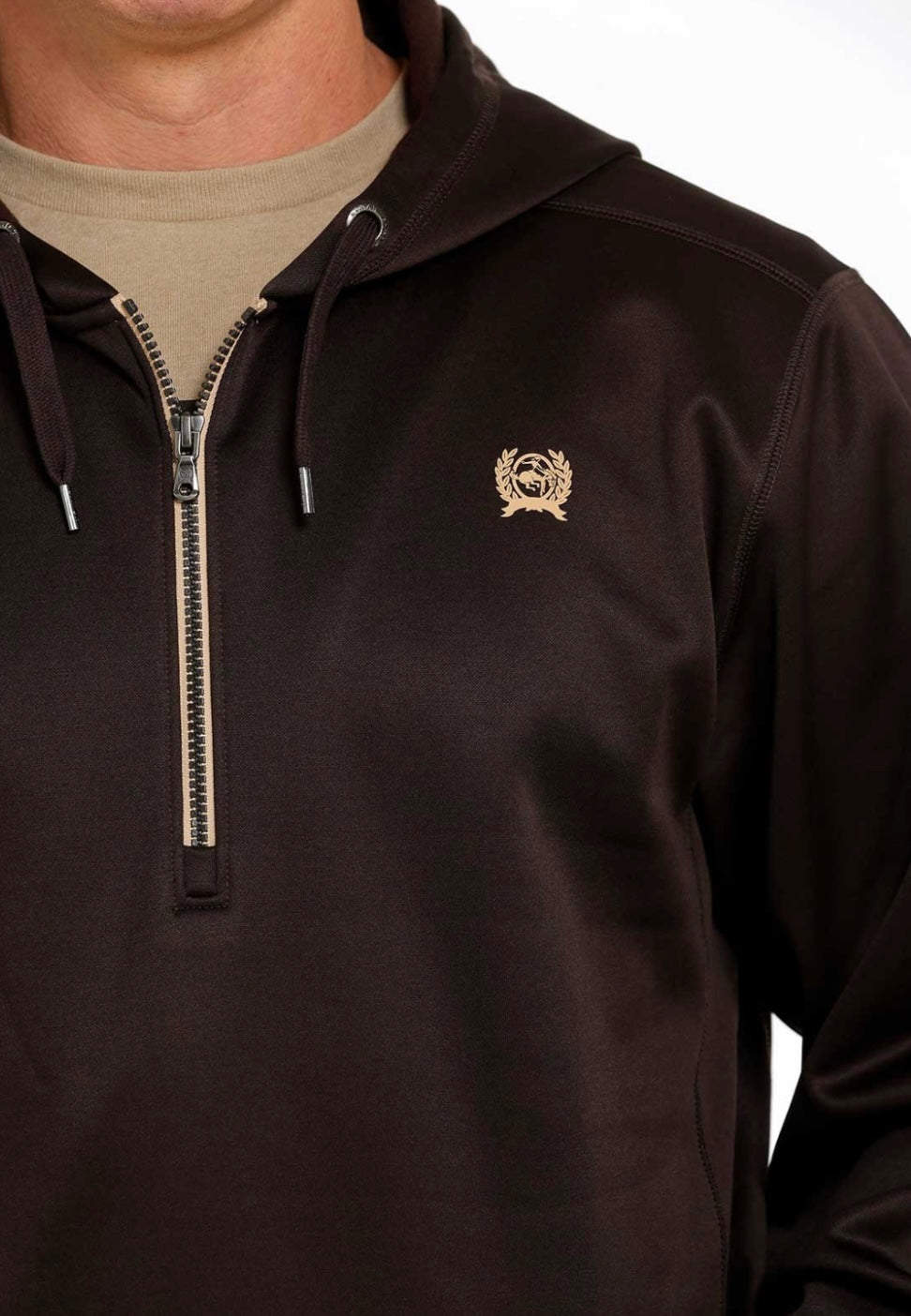 Cinch Mns Brown 1/4 Hoodie