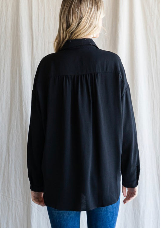 Classic Black Button Down LS