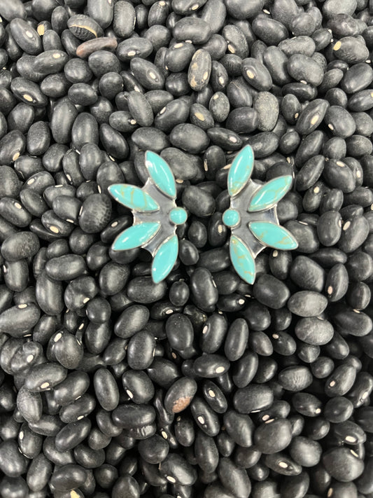 Authentic Turquoise Half Flower Earring