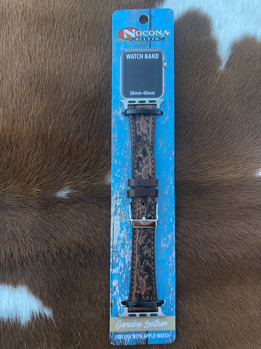Nocona Emb. Leather Watch Band-M