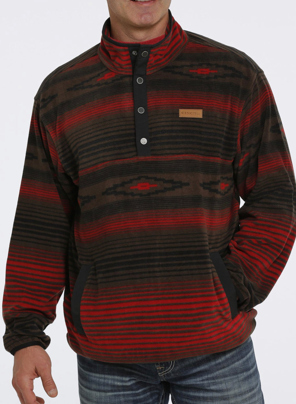 Cinch Mns Red Aztec Fleece