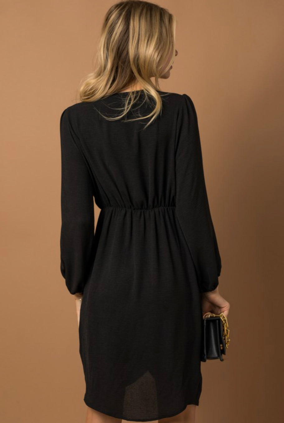 Surplice Wrap Pleated Dress