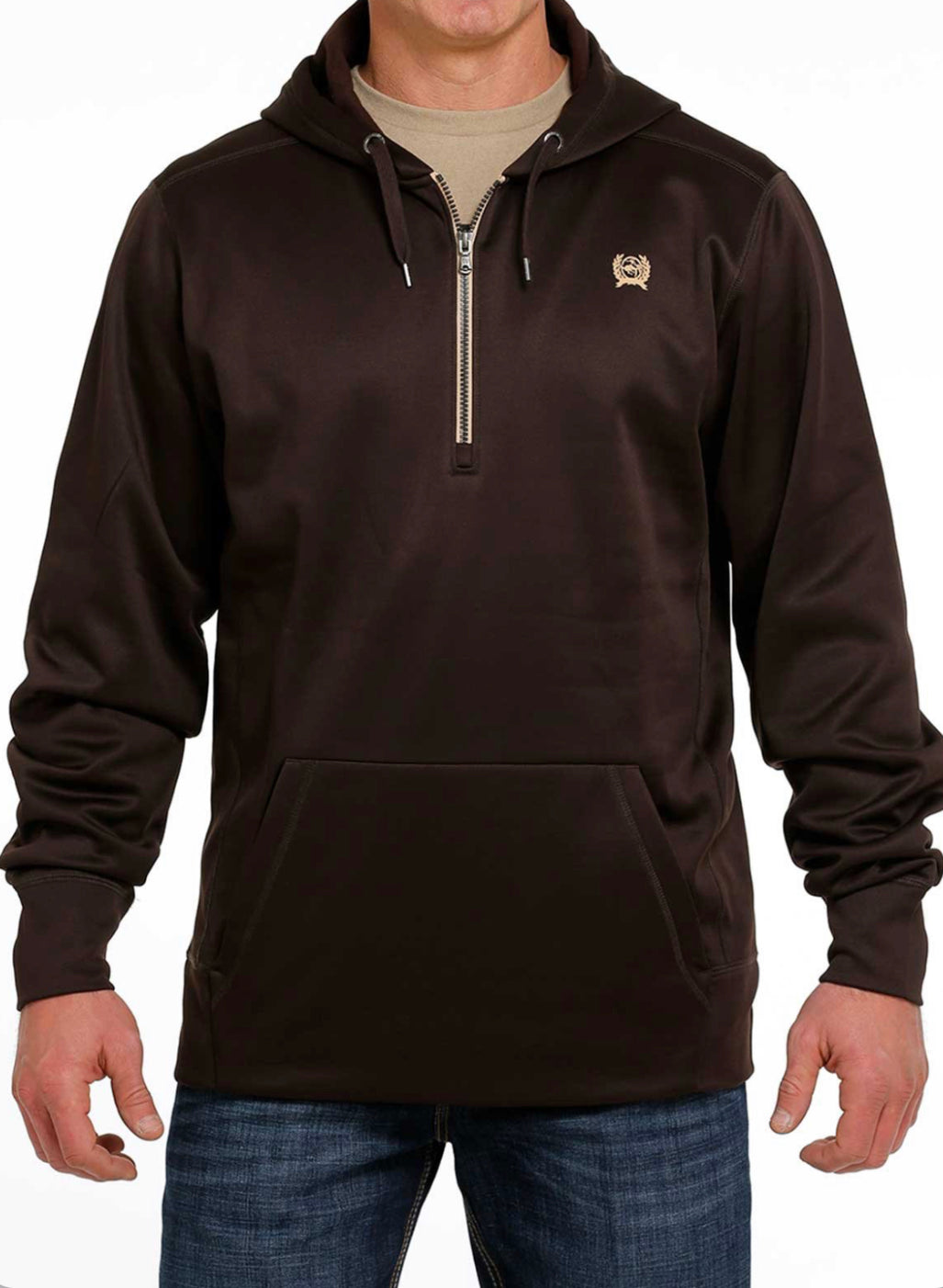 Cinch Mns Brown 1/4 Hoodie