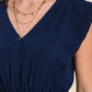 Solid Pleated Navy Dress