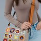 Woven Tan&Multi Crochet Crossbody
