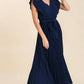 Solid Pleated Navy Dress