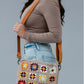 Woven Tan&Multi Crochet Crossbody
