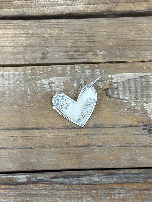 Mama Heart Laser Engraved Pendant